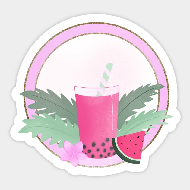 Watermelon Boba Sticker by Home Cyn Home 